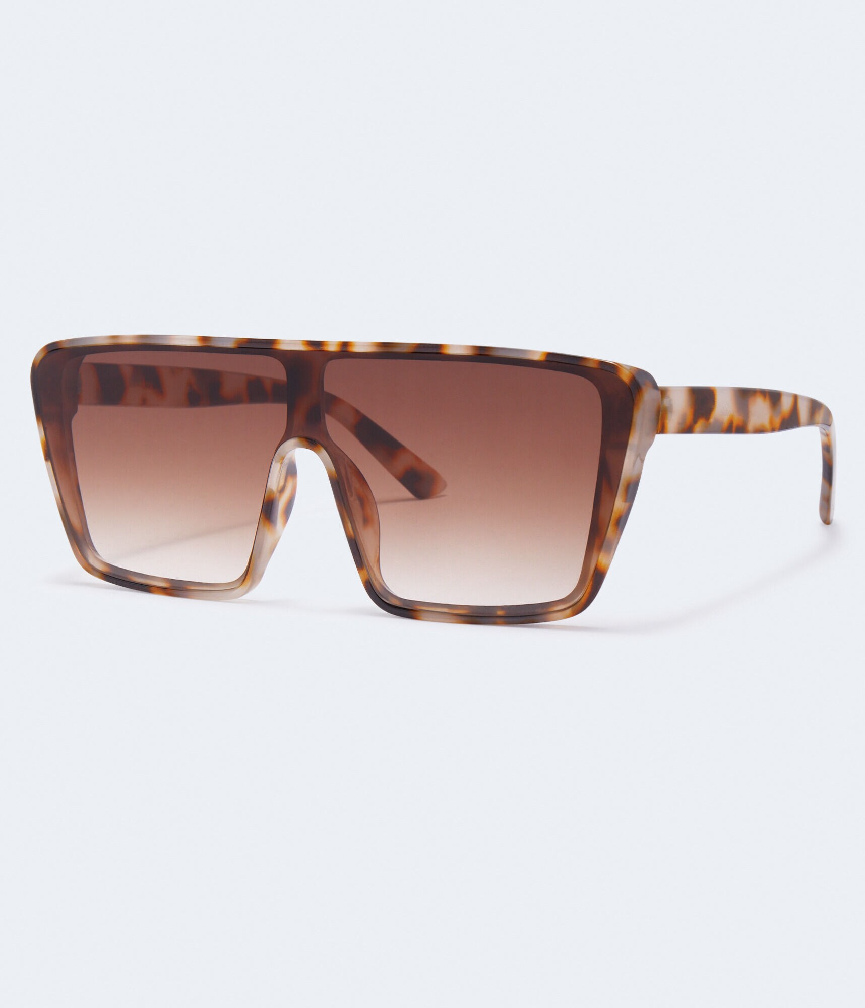 Tortoiseshell Oversized Shield Sunglasses
