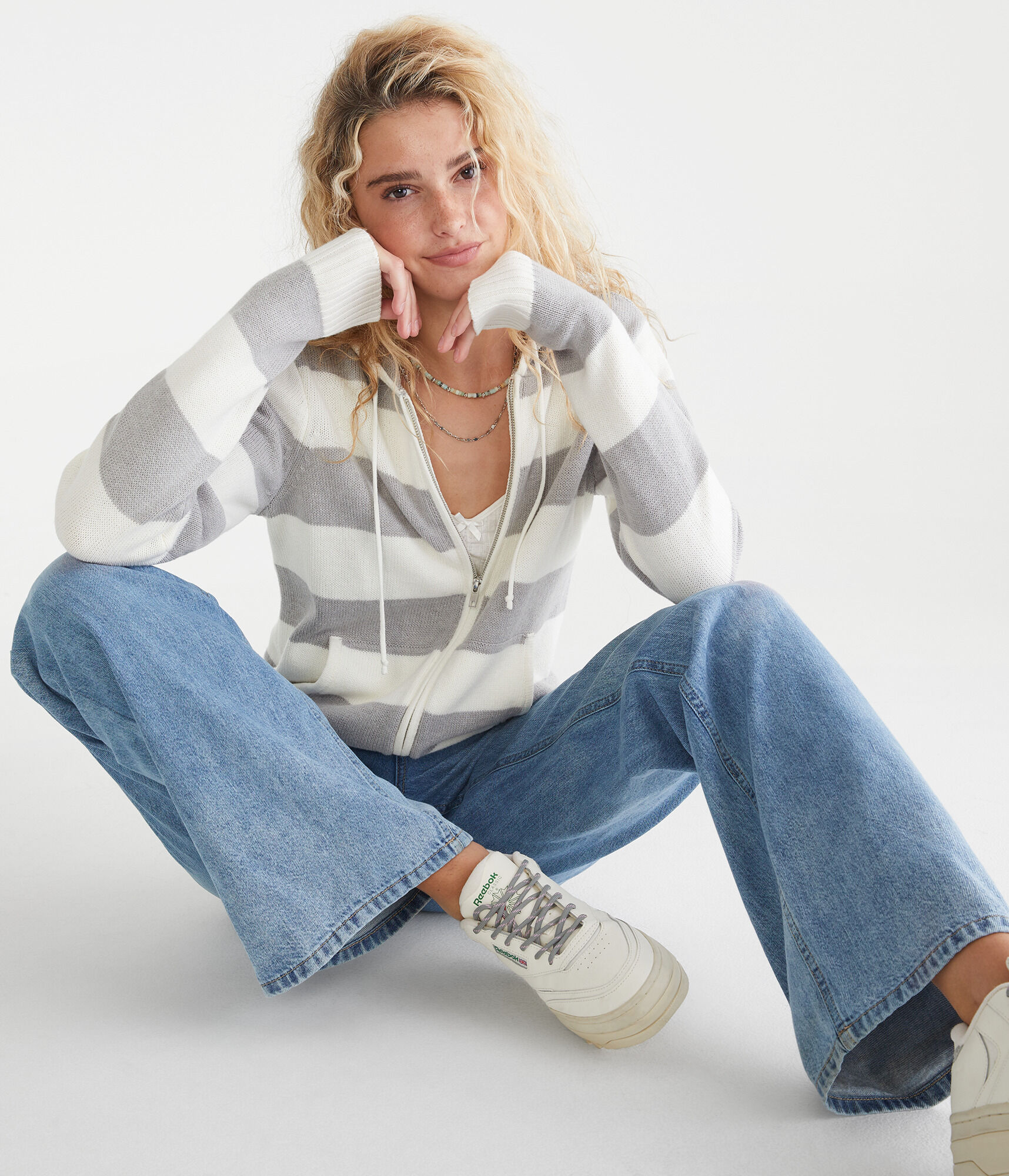 Rugby Stripe Full-Zip Sweater Hoodie
