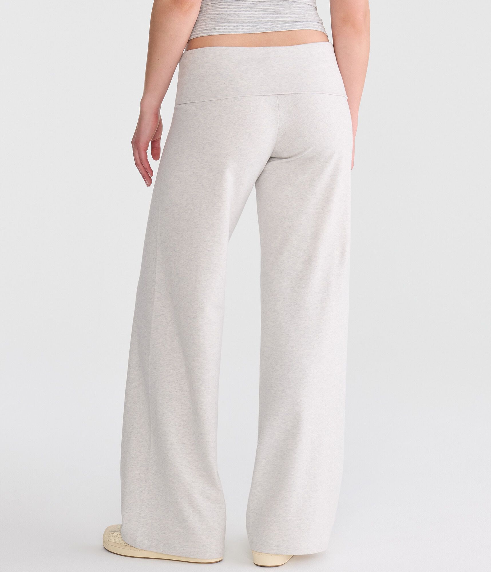 Low-Rise Fold-Over Wide Leg Pants