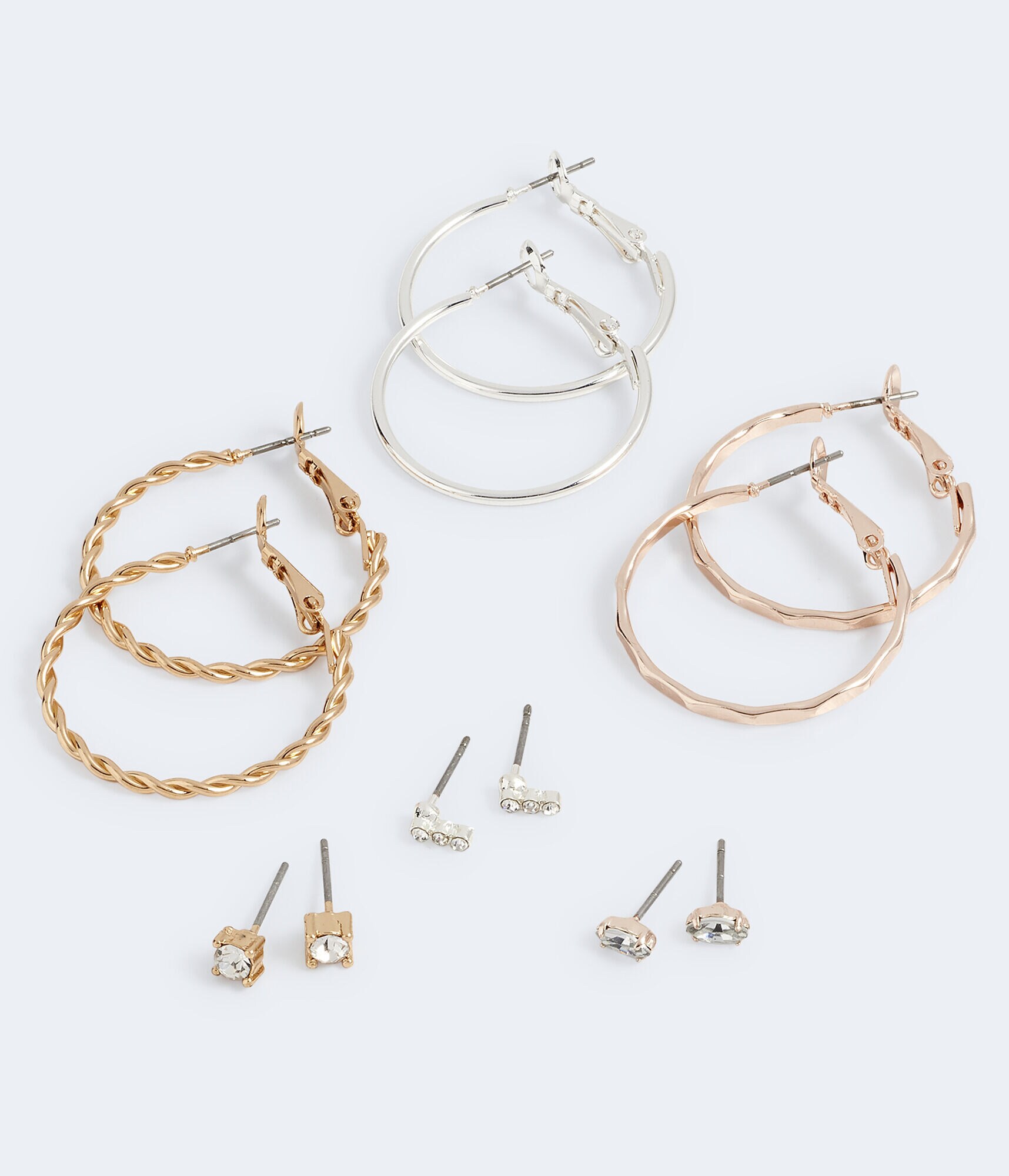 Rhinestone Stud &amp; Hoop Earring 6-Pack