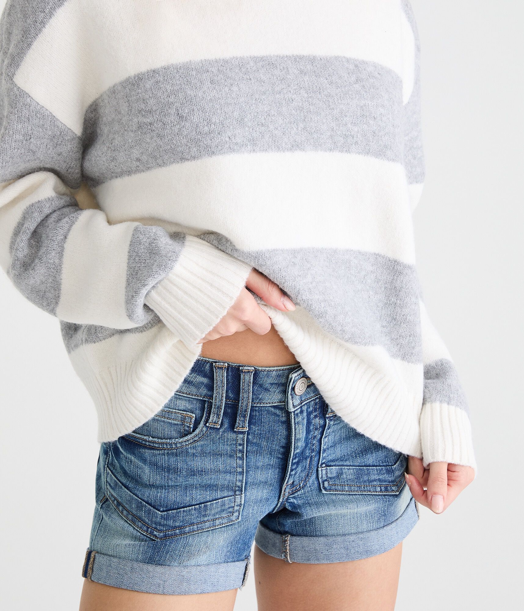 Striped Oversized Crew Sweater