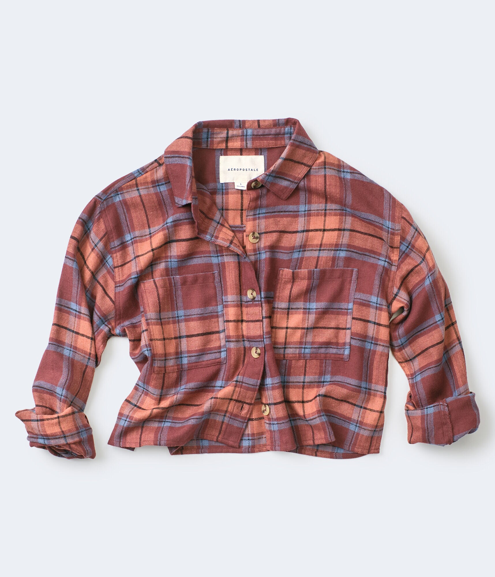 Long Sleeve Plaid Button-Down Shirt