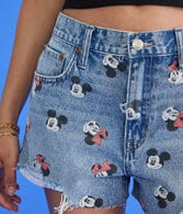 Mickey & Friends | Aero High-Rise Mickey Mouse & Minnie Mouse Denim Shorty Shorts