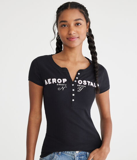 Aeropostale Eighty Seven Graphic Henley