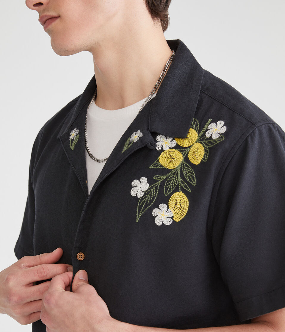 Short Sleeve Lemons Linen Camp Shirt