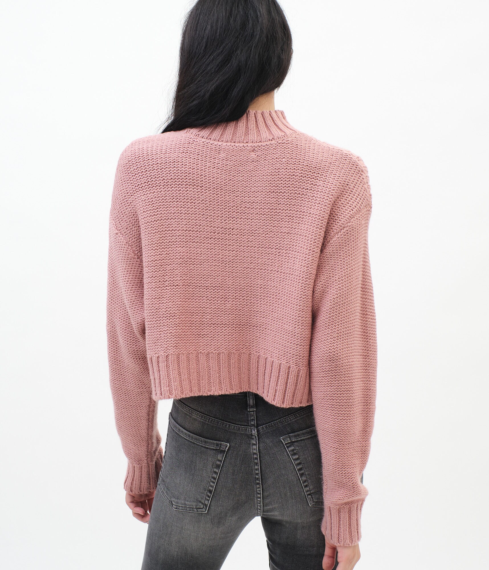Cable Knit Mock-Neck Sweater