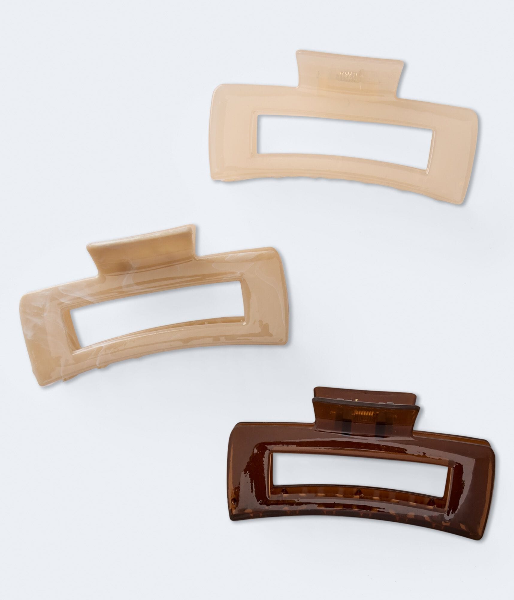 Open Rectangle Claw Hair Clip 3-Pack