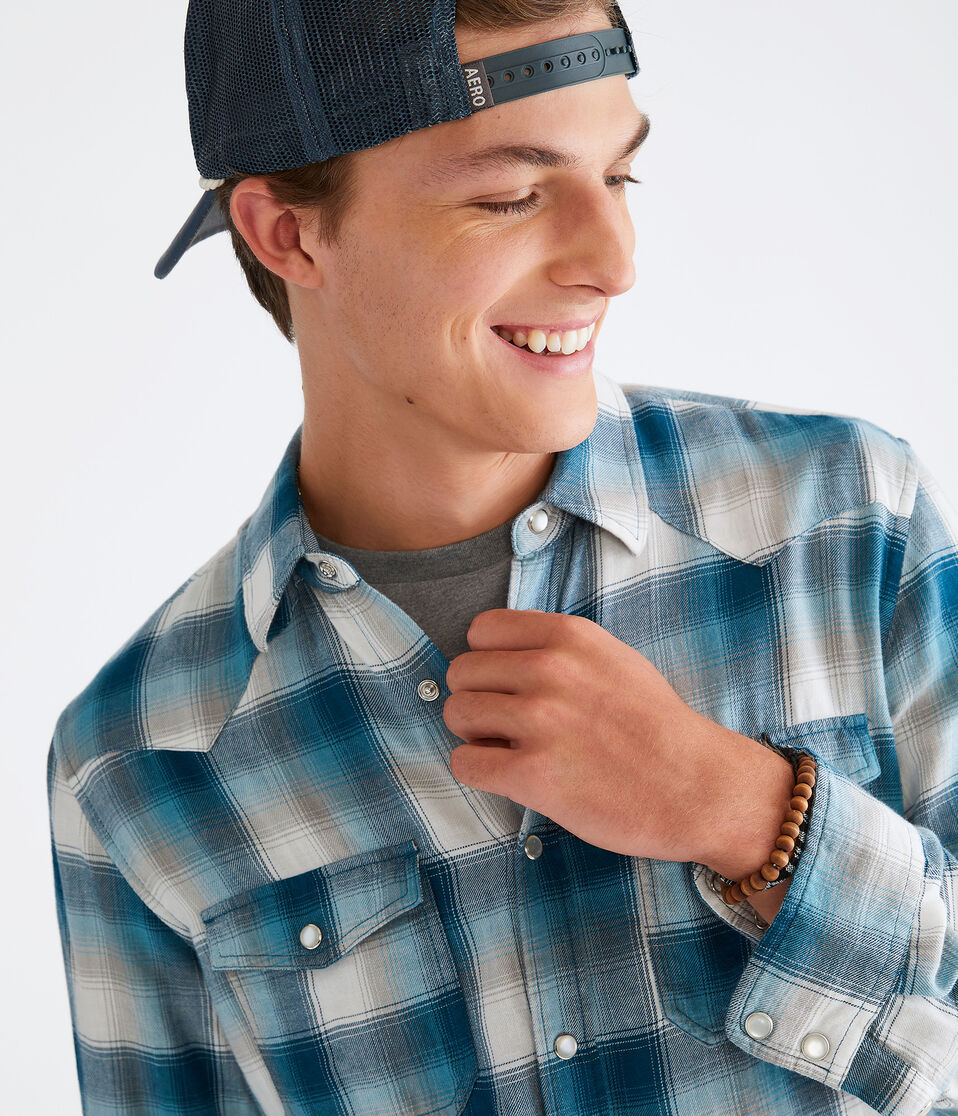 Long Sleeve Plaid Western Shirt