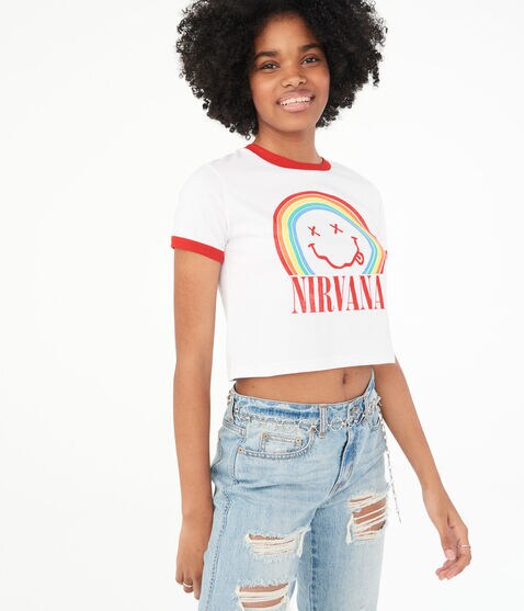 Nirvana Crop Ringer Graphic Tee Nirvana Crop Ringer Graphic Tee