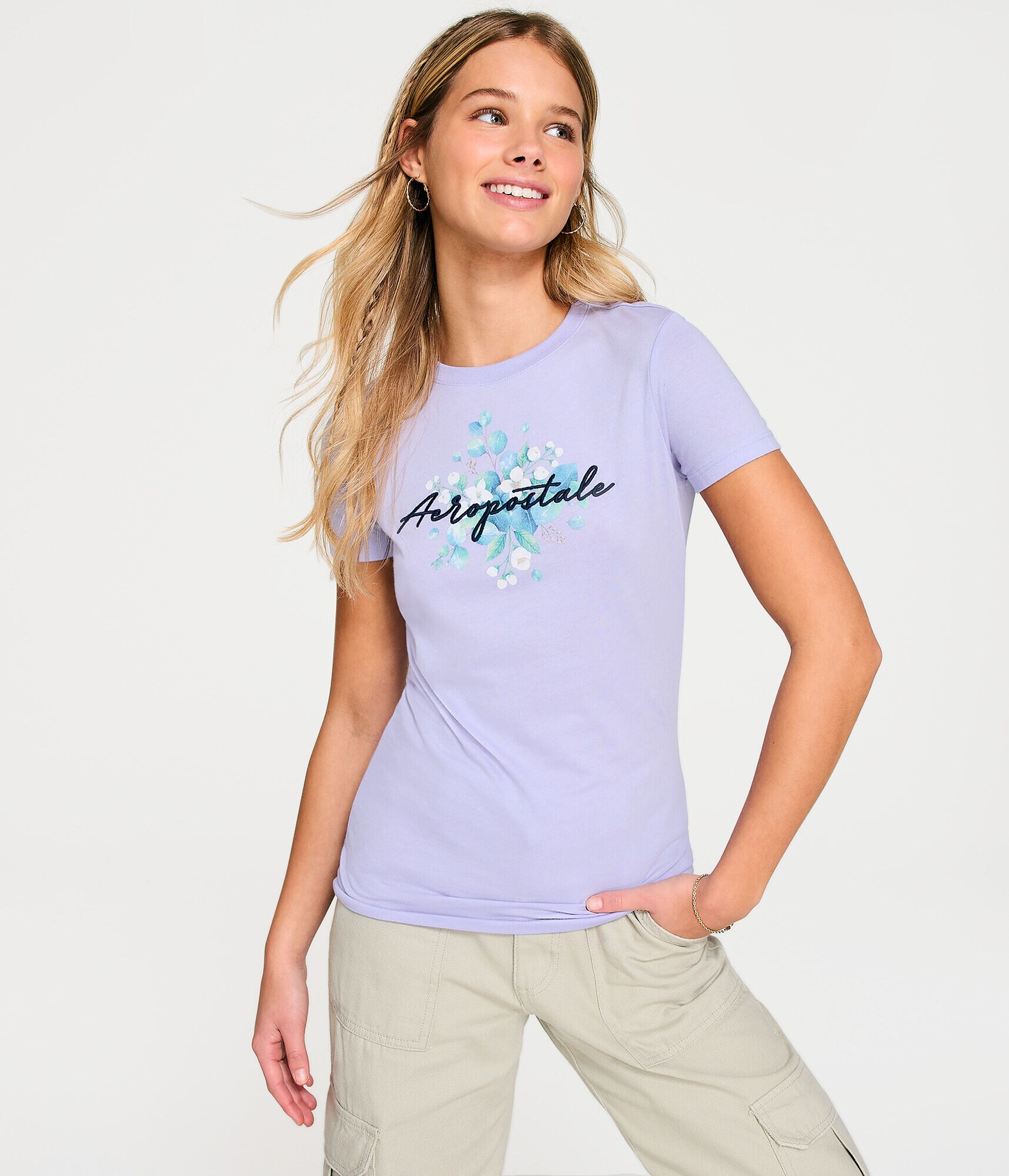 Aeropostale Watercolor Floral Graphic Tee