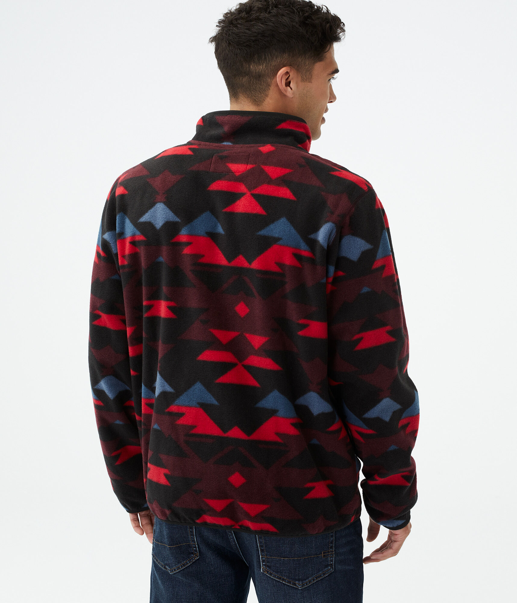 Geometric Print Microfleece Full-Zip Jacket