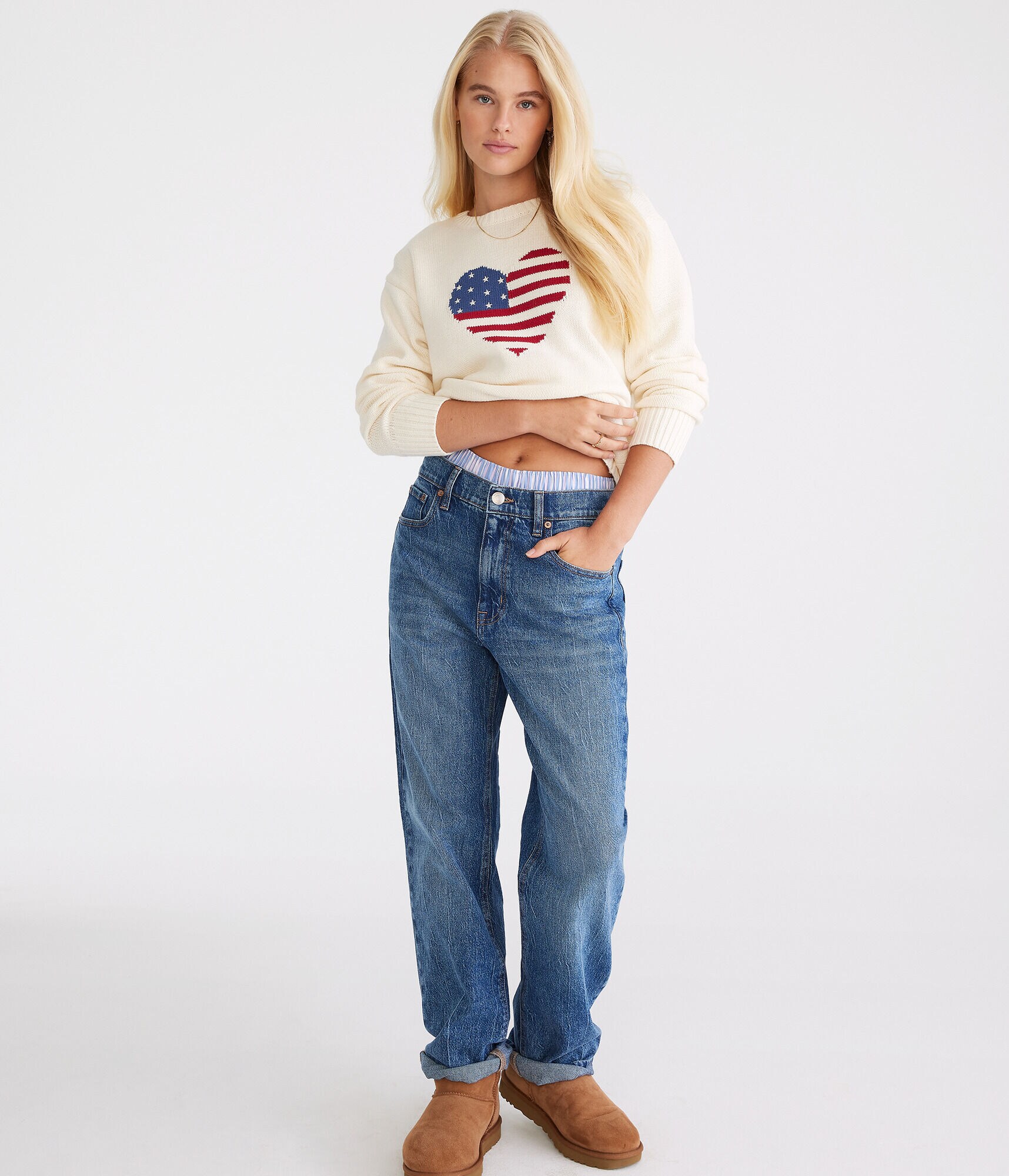 American Flag Heart Crew Sweater
