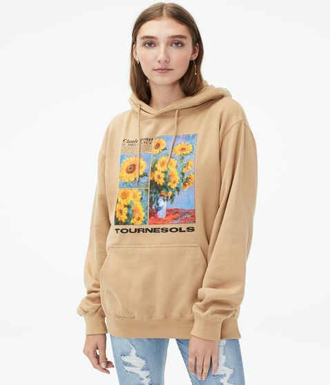 Monet's Sunflowers Boyfriend Pullover Hoodie Monet's Sunflowers Boyfriend Pullover Hoodie
