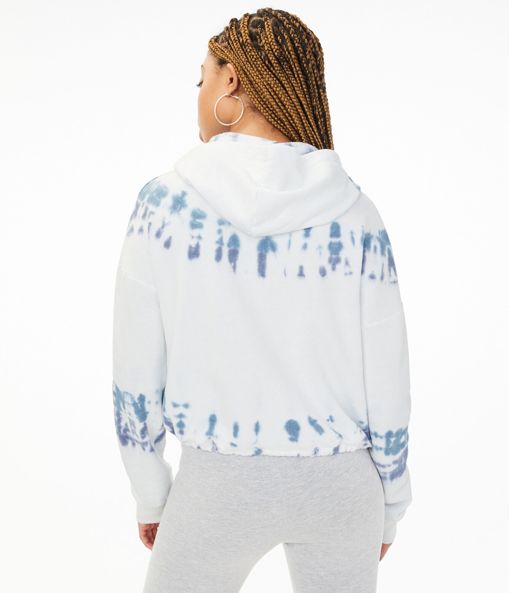 Tie-Dye Cinched Cropped Pullover Hoodie