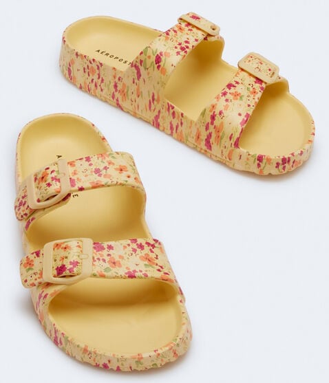 Floral Double-Strap Slide Sandal Floral Double-Strap Slide Sandal