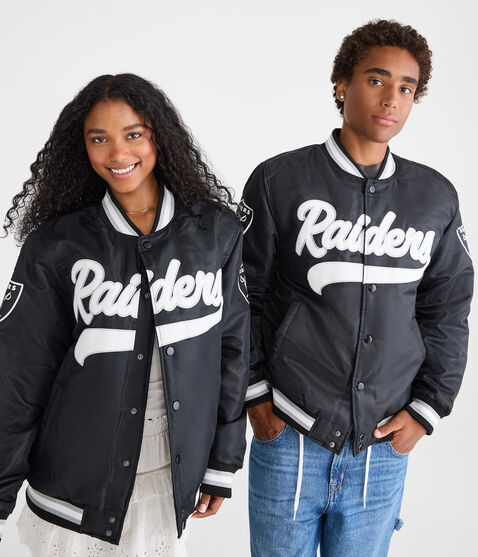 Las Vegas Raiders Satin Bomber Jacket Las Vegas Raiders Satin Bomber Jacket