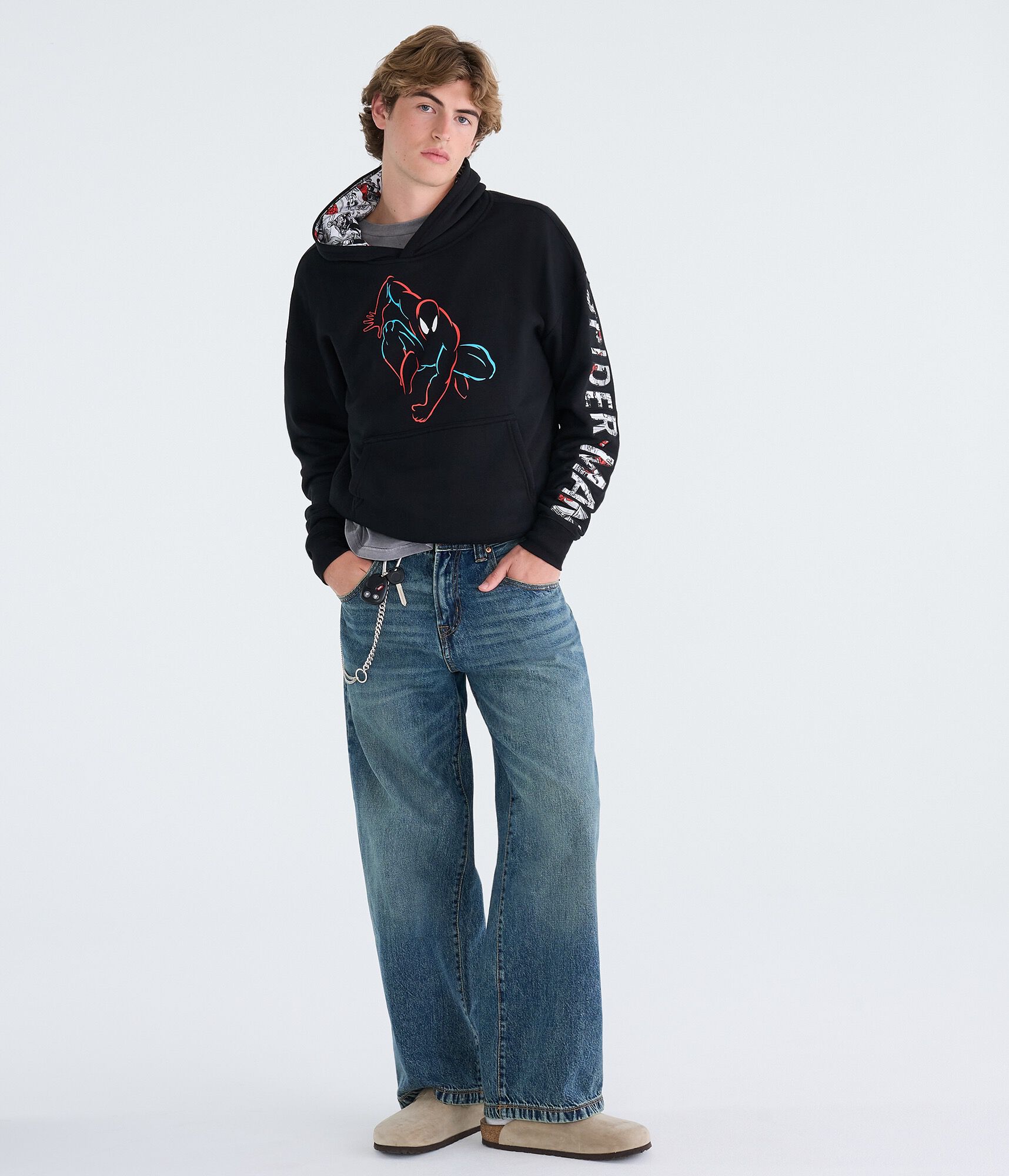 Marvel | A&eacute;ropostale Spider-Man Silhouette Boxy Pullover Hoodie