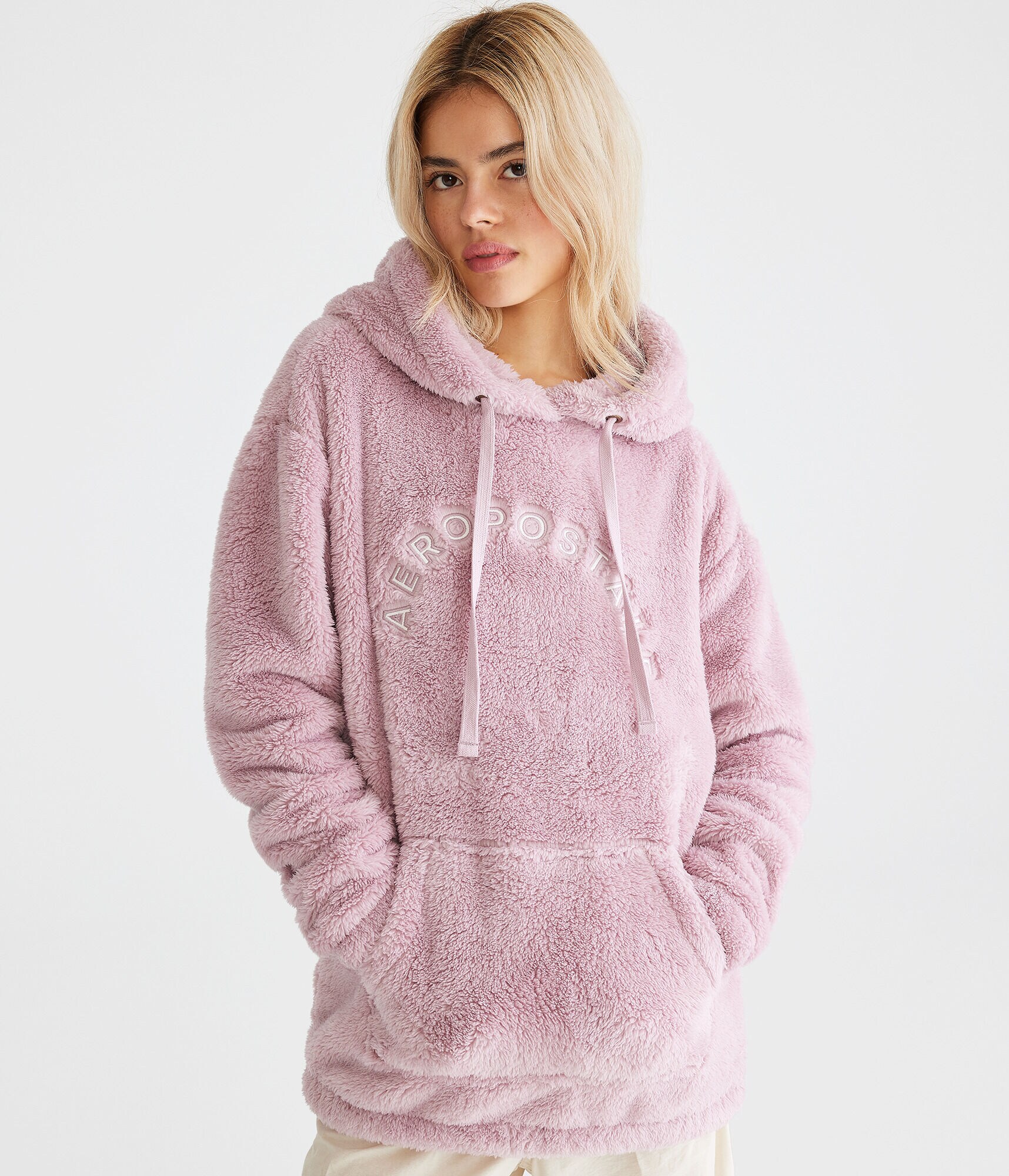 Aeropostale Sherpa Fleece Pullover Hoodie