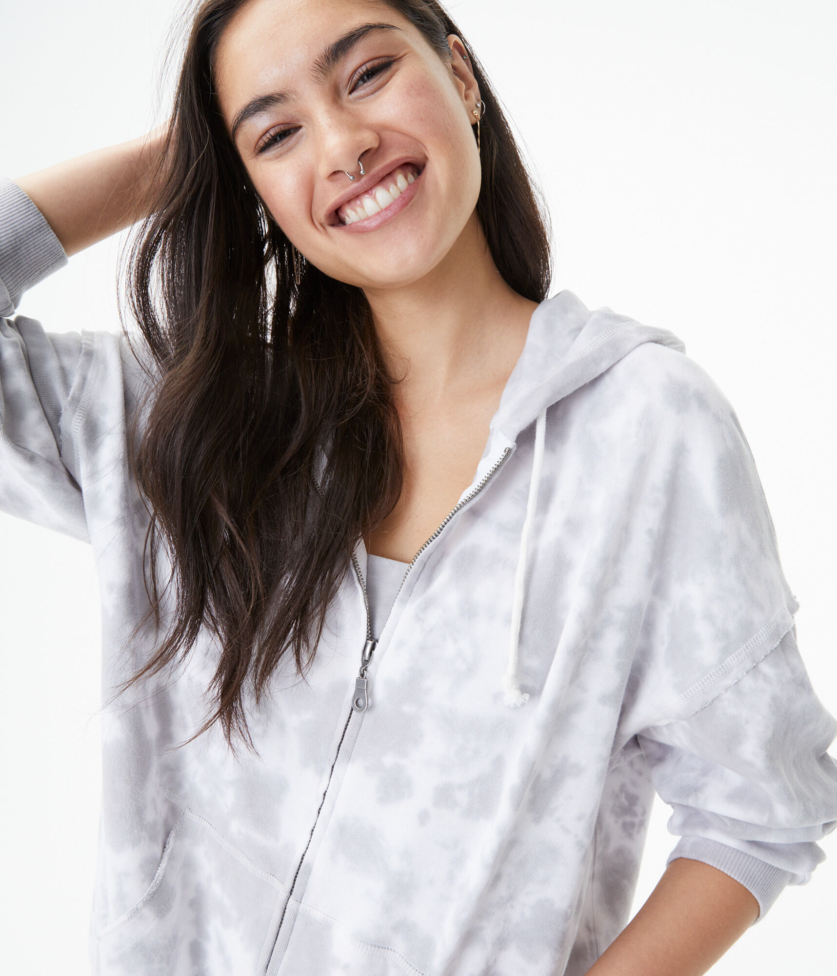 Tie-Dye Oversized Full-Zip Hoodie