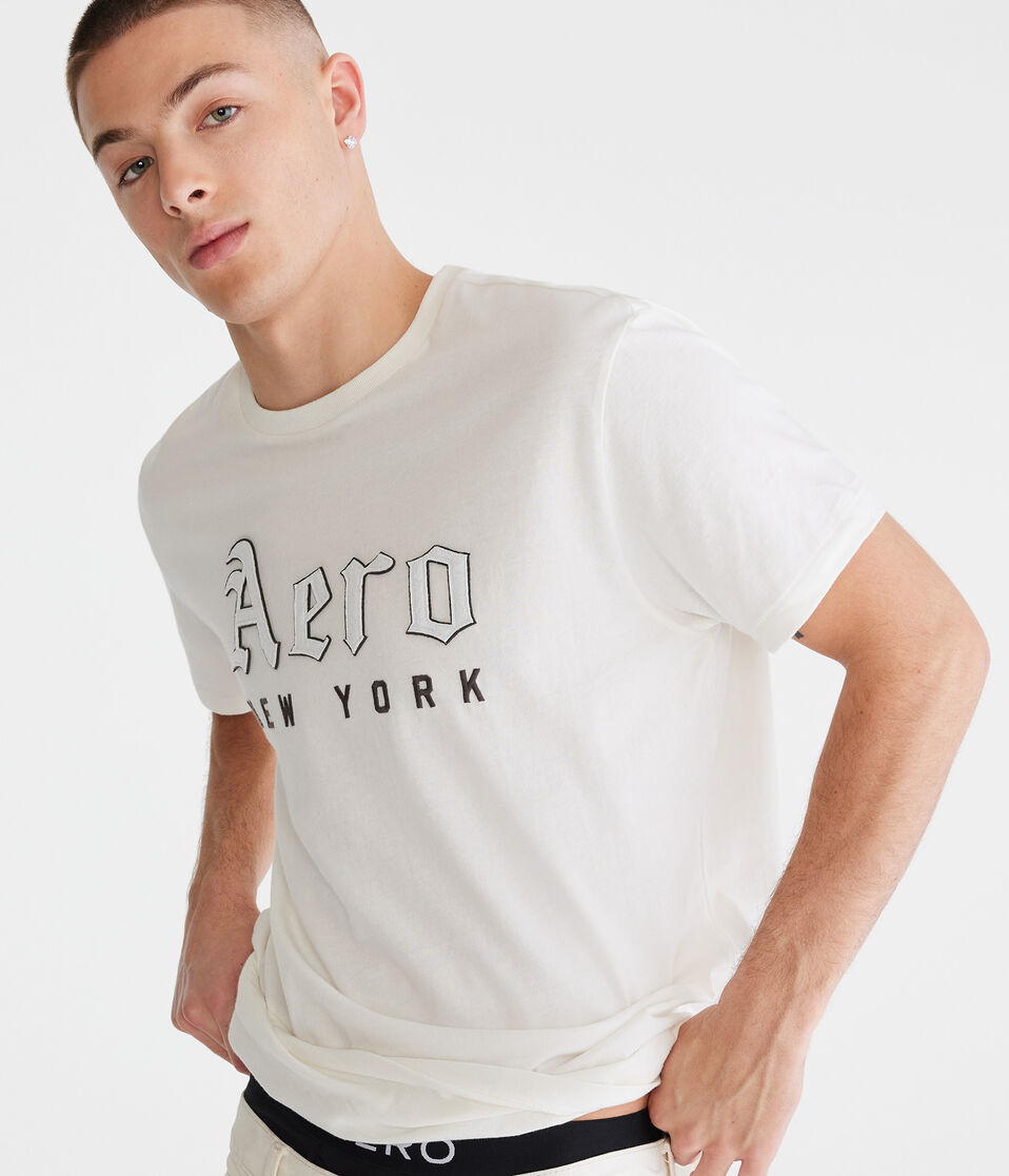 Aero New York Gothic Logo Appliqué Graphic Tee