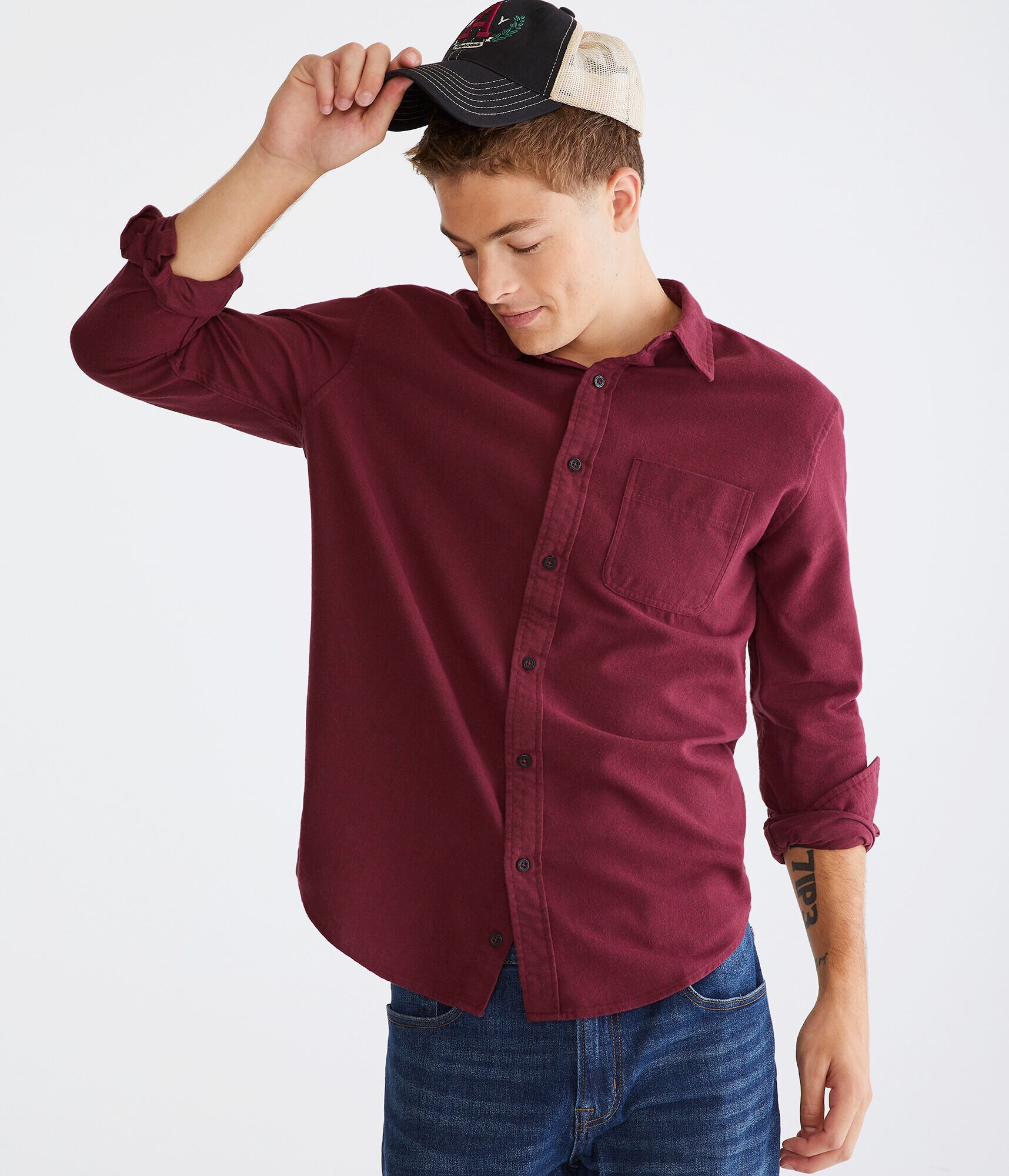 Long Sleeve Solid Flannel Shirt