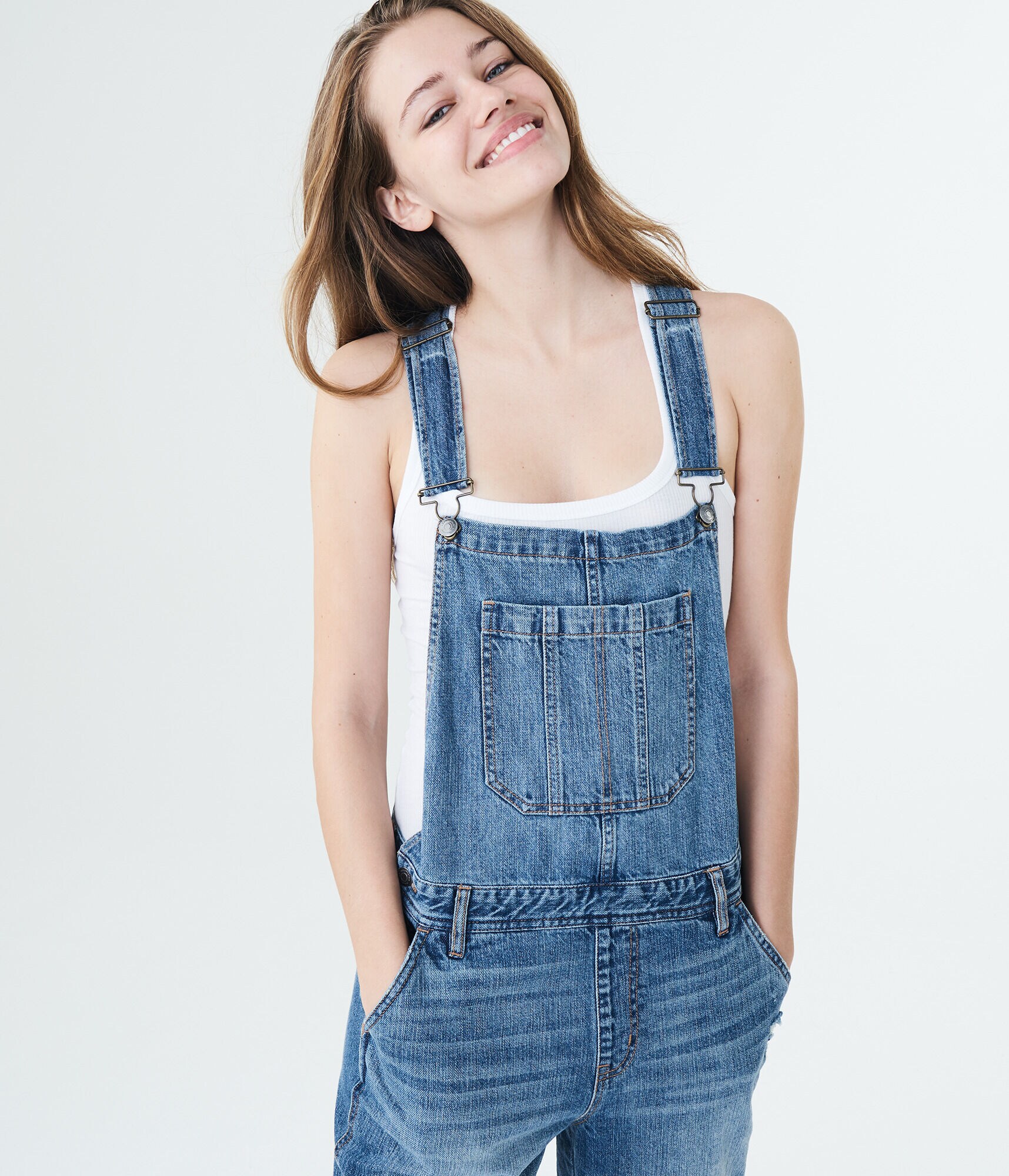 Aero One Medium Wash Denim Overalls