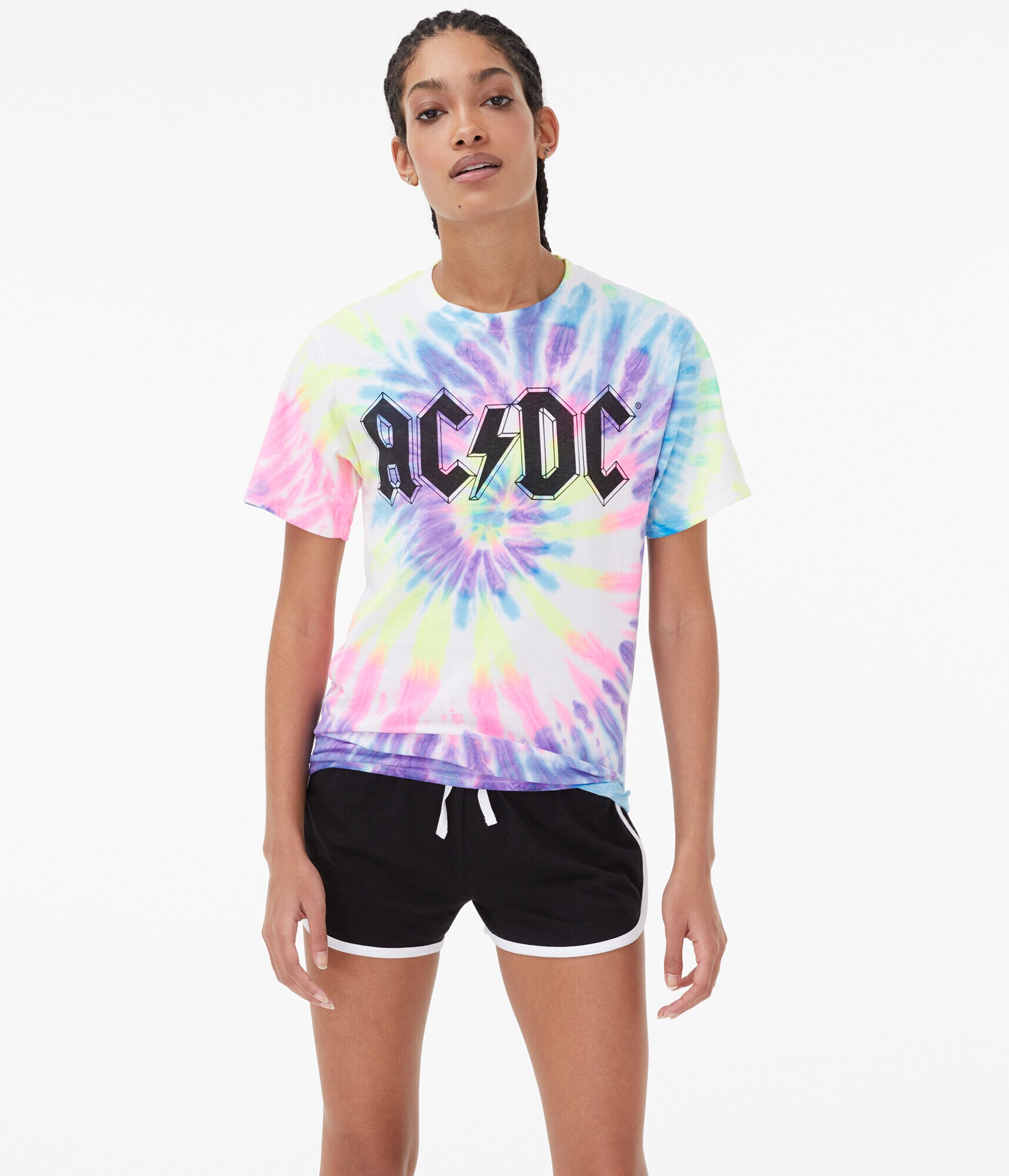 AC/DC Tie-Dye Boyfriend Graphic Tee