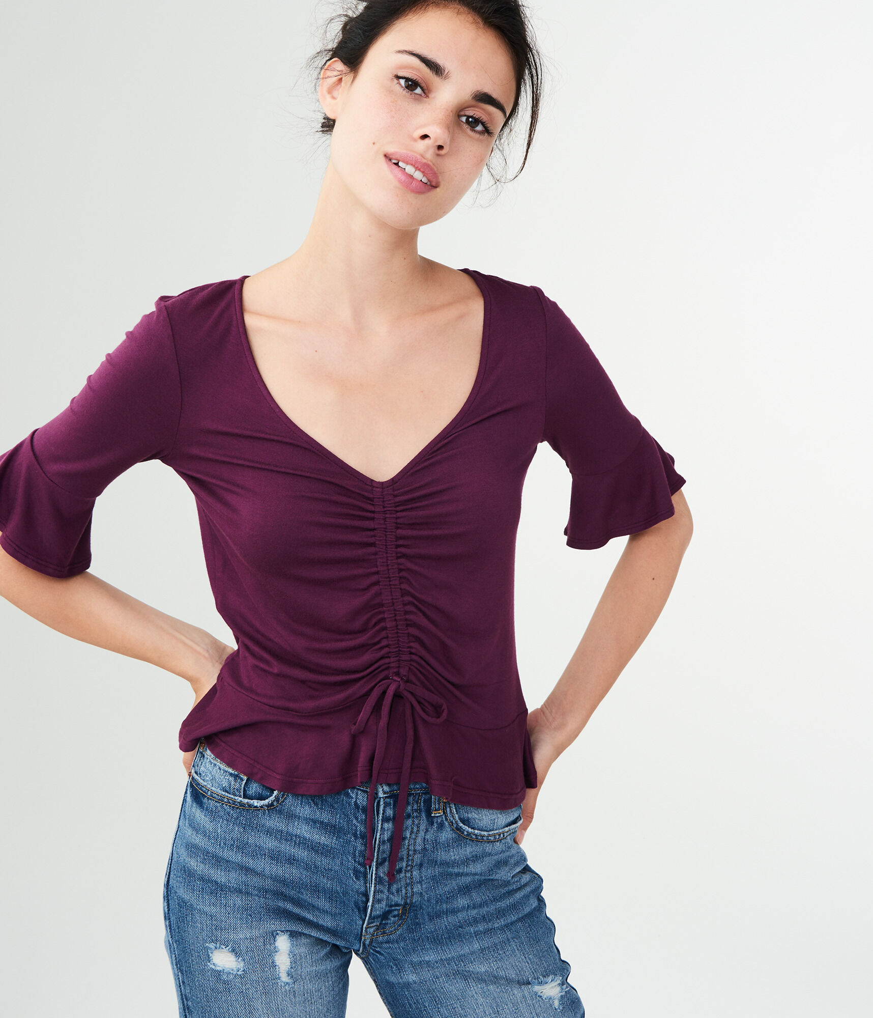 ruched peplum top