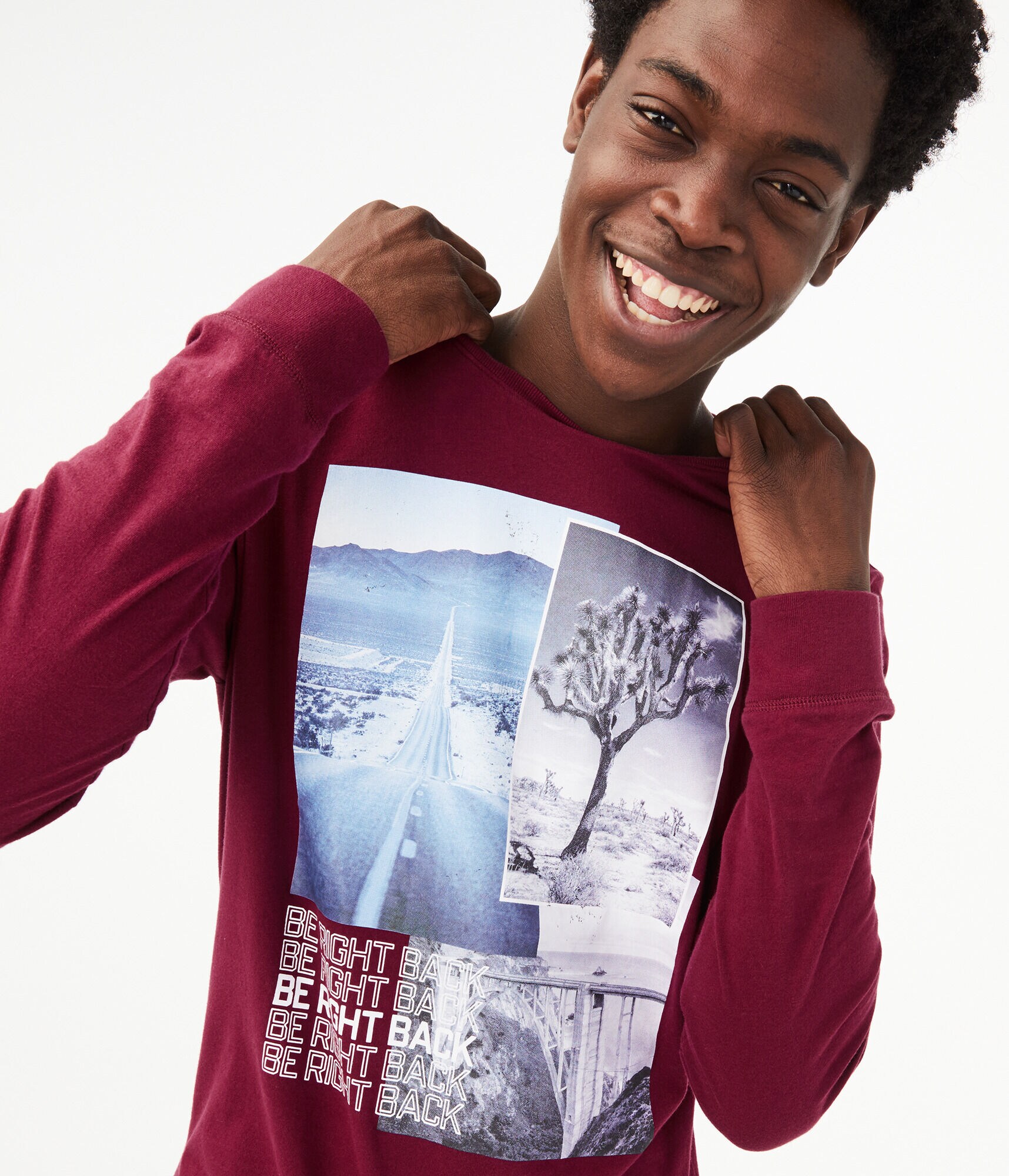 Long Sleeve Be Right Back Graphic Tee