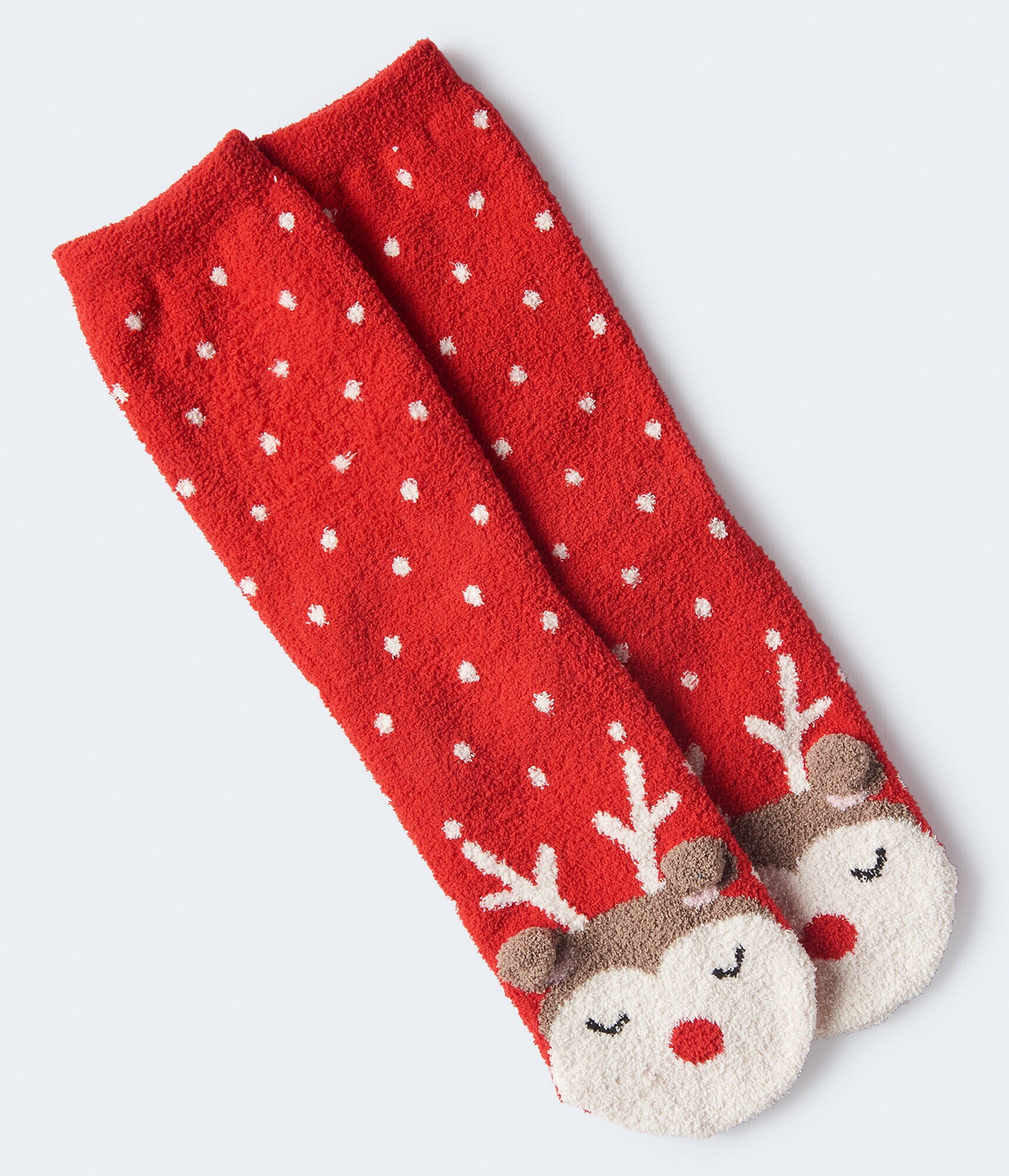 Reindeer Fuzzy Crew Socks