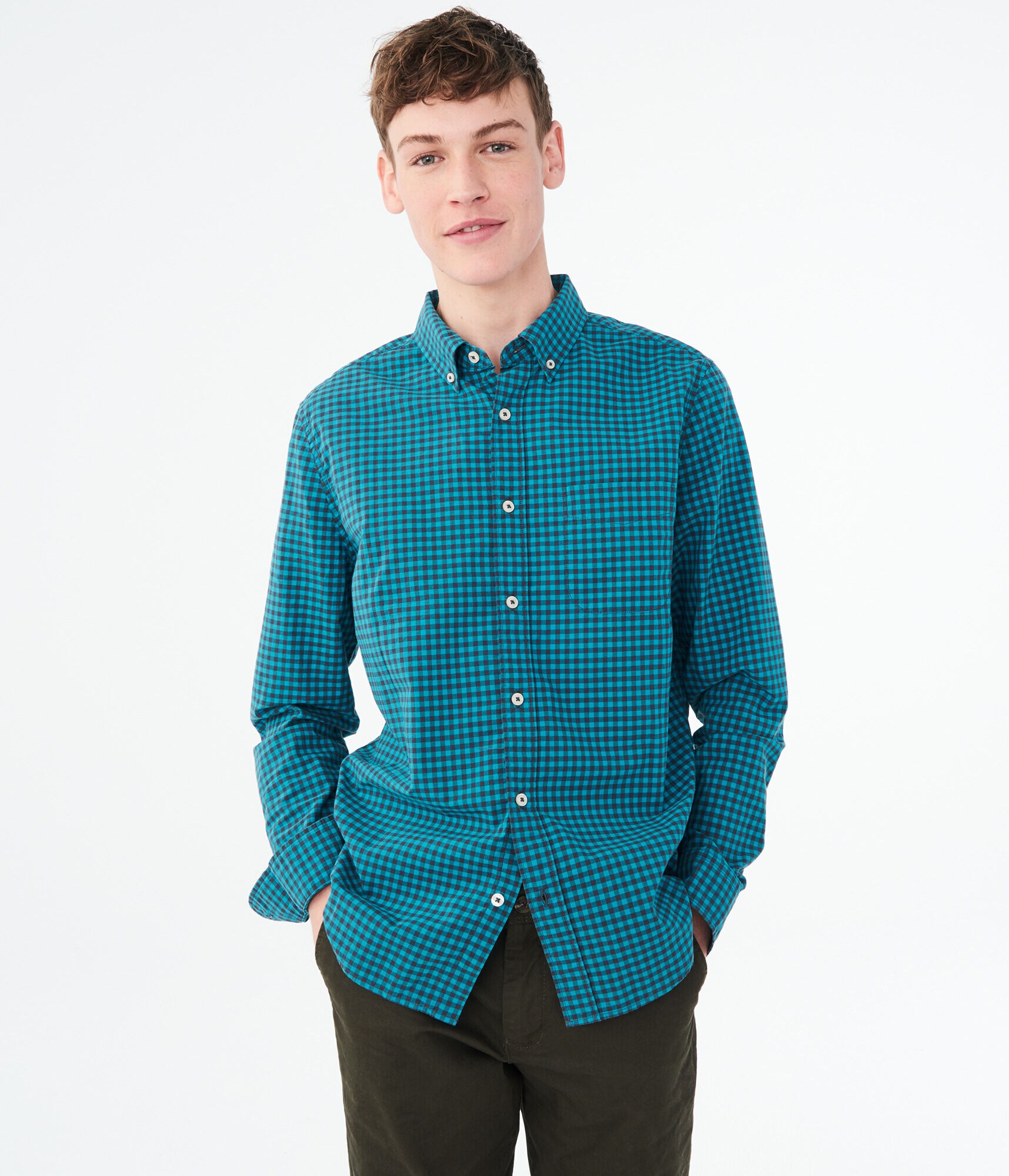 Long Sleeve Gingham Woven Shirt