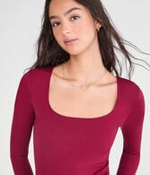 Long Sleeve Buttery Soft Square-Neck Bodysuit