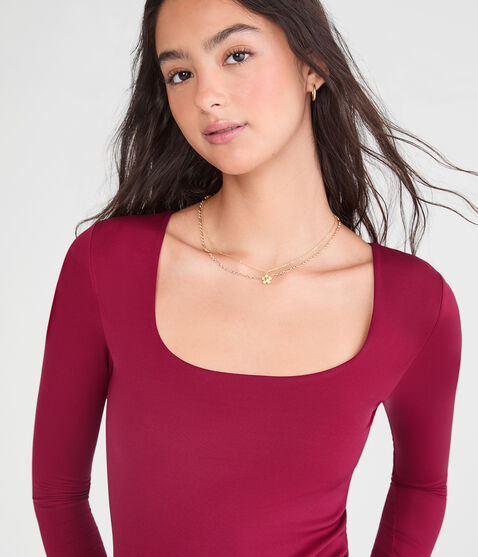 Long Sleeve Buttery Soft Square-Neck Bodysuit