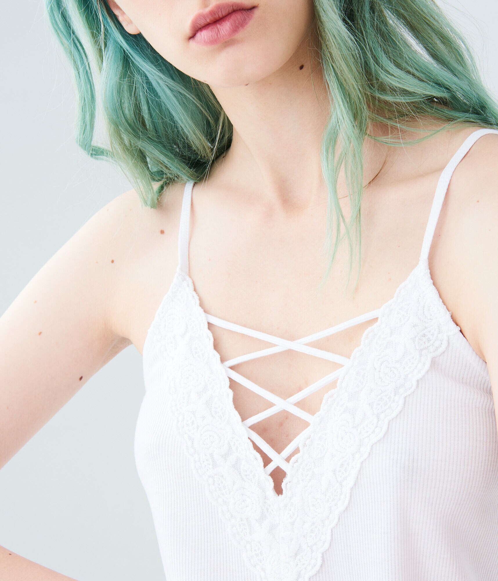 Solid Lace-Up V-Neck Tank