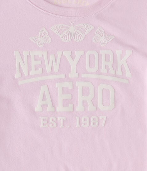 New York Aero Butterflies Flocked Graphic Tee