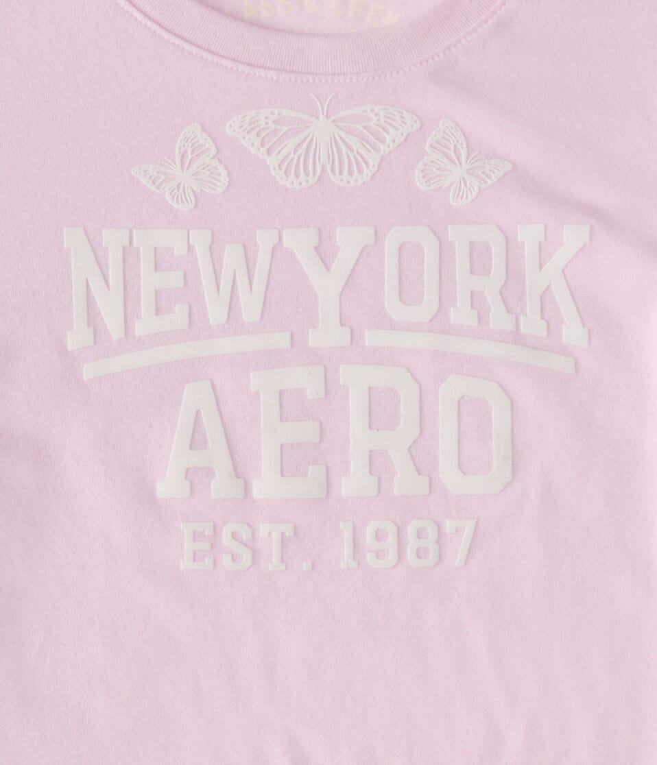 New York Aero Butterflies Flocked Graphic Tee