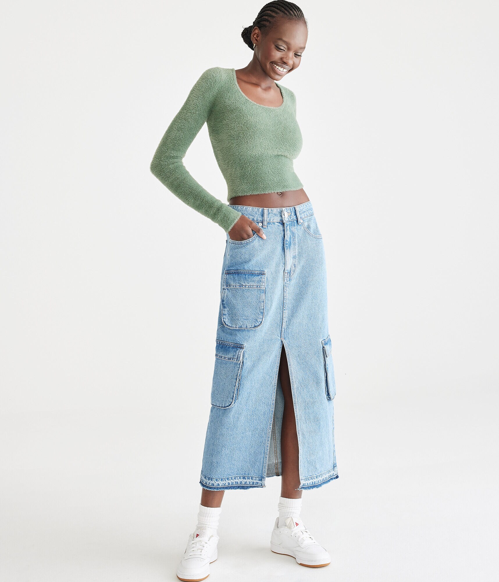 Bella Cropped Scoop-Neck Sweater