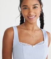 Solid Square-Neck Corset Tank