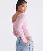 Long Sleeve Ruched Stretch Lace Top
