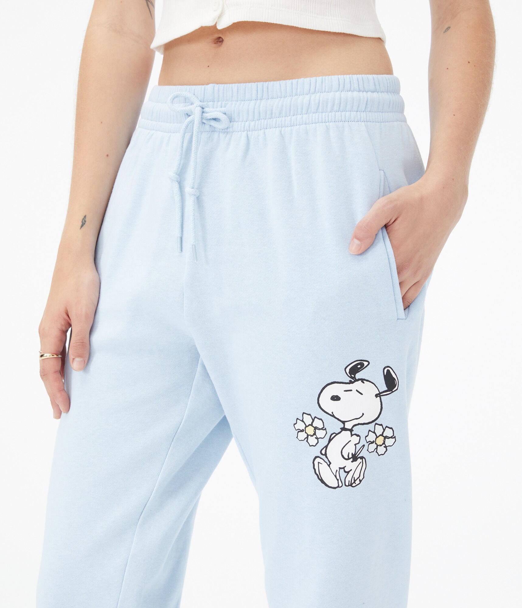 Snoopy Flowers Cinched Sweatpants