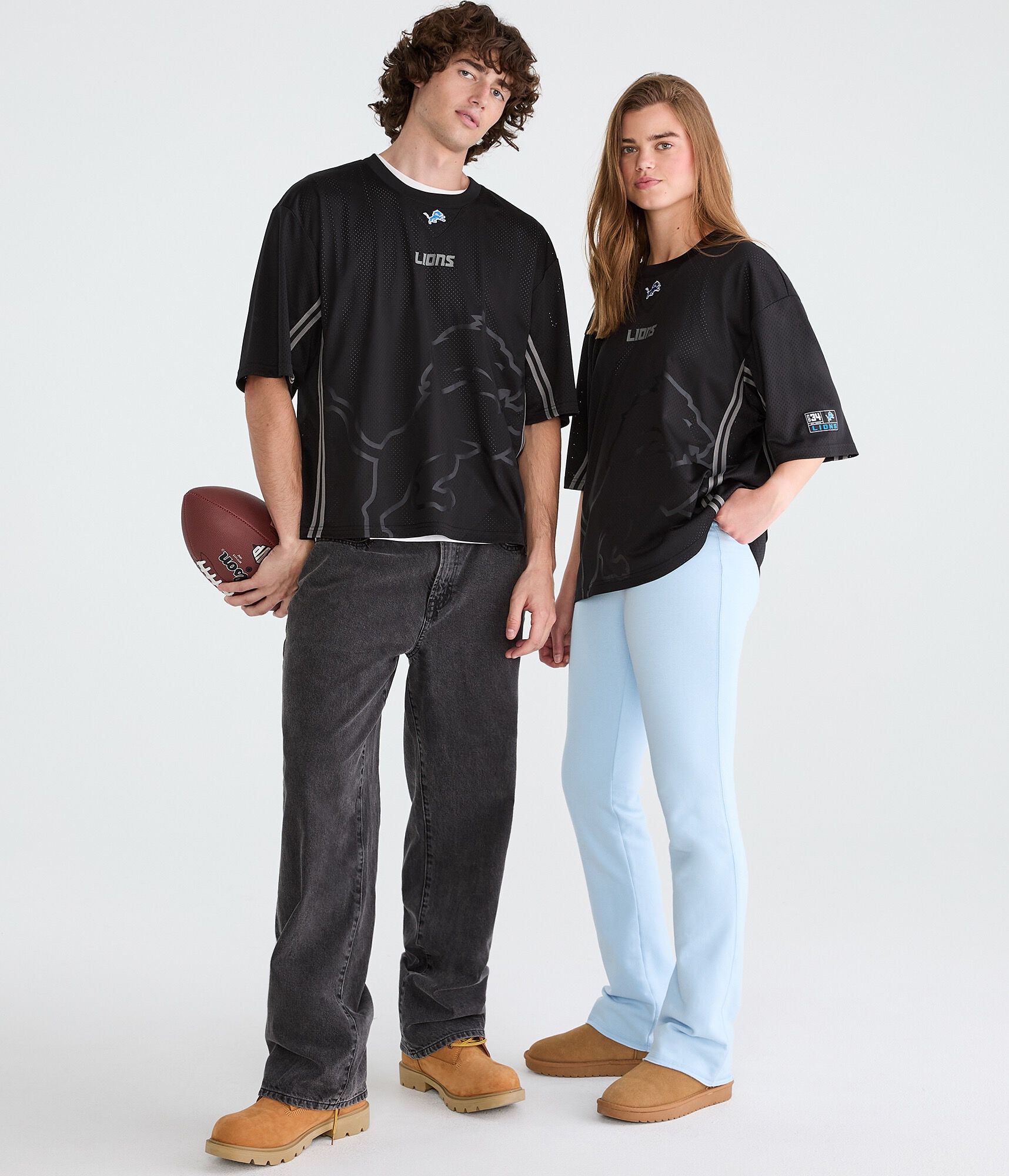 Detroit Lions Striped Mesh Top