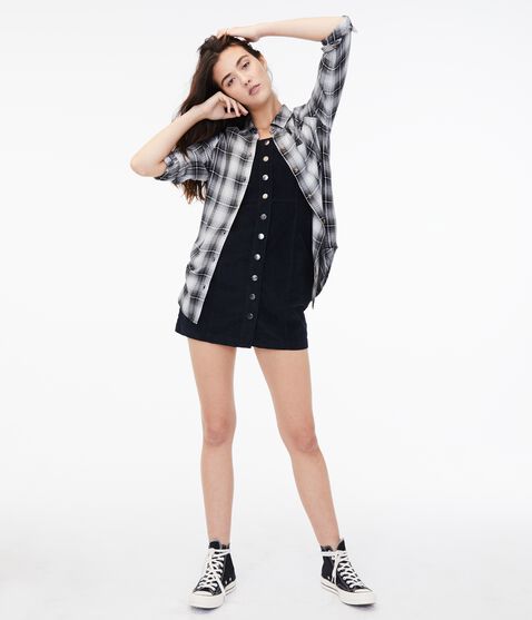 Long Sleeve Plaid Boyfriend Button-Down Shirt Long Sleeve Plaid Boyfriend Button-Down Shirt