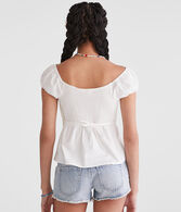 Tonal Stripe V-Neck Babydoll Top