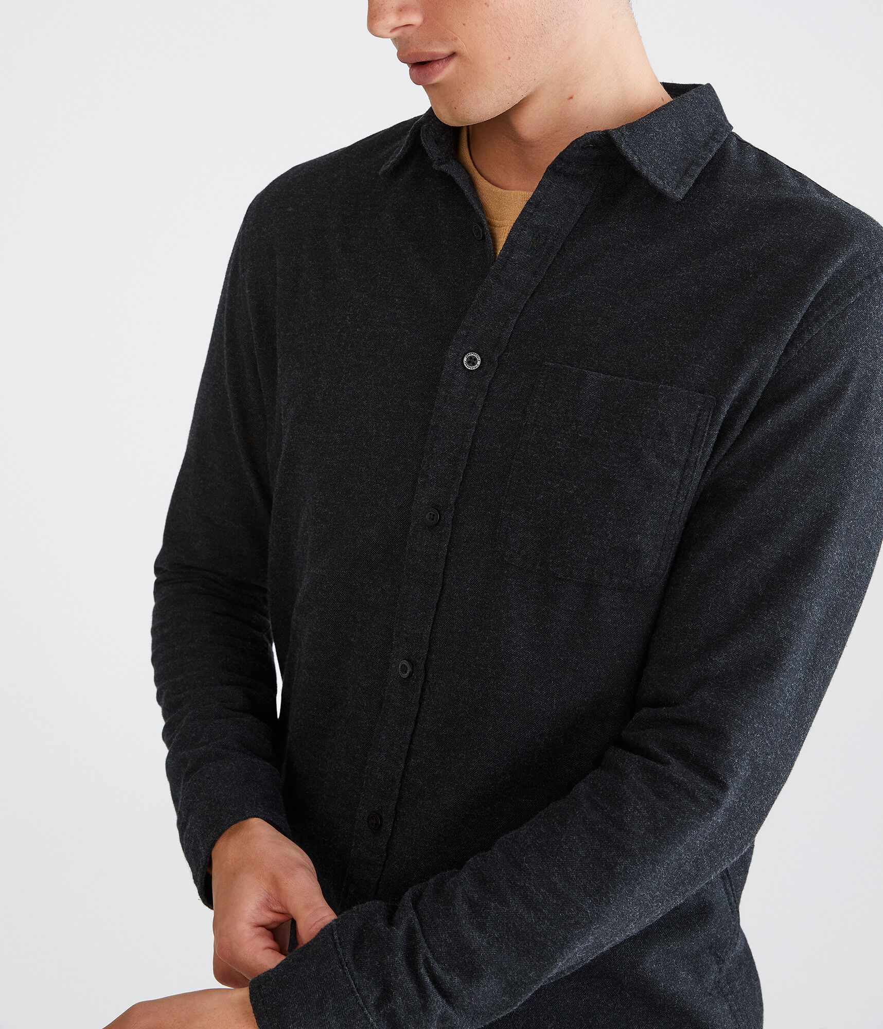 Long Sleeve Solid Flannel Shirt