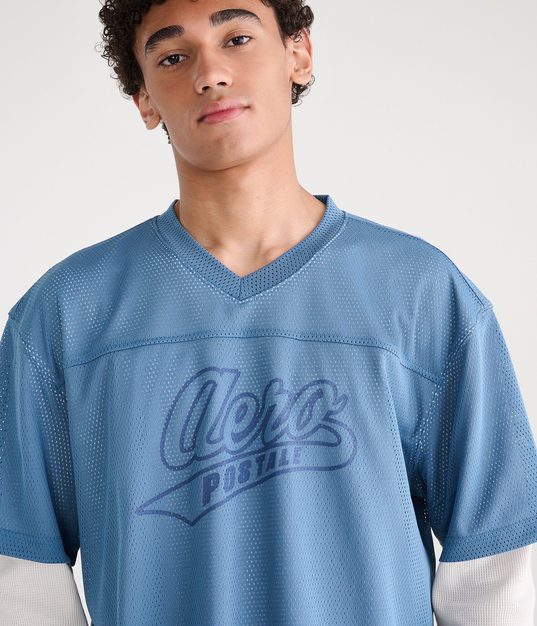 Long Sleeve Aero Logo Boxy Mesh Jersey 2-Fer Tee