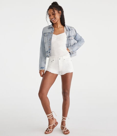 Floral Pointelle Cinch V-Neck Top Floral Pointelle Cinch V-Neck Top