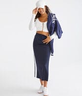 Sporty Drawstring Maxi Skirt