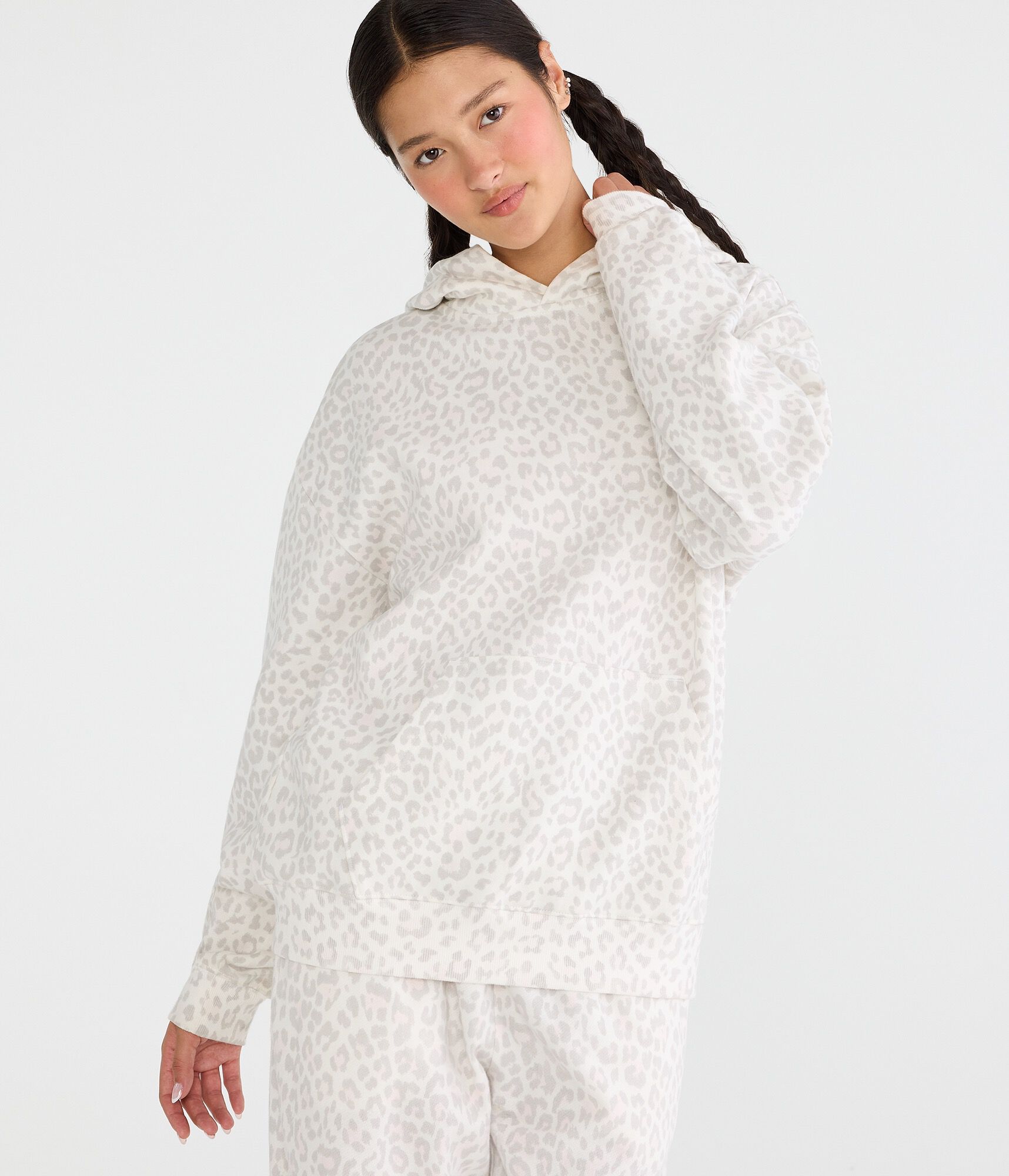 Cloud Soft Leopard Print Oversized Pullover Hoodie