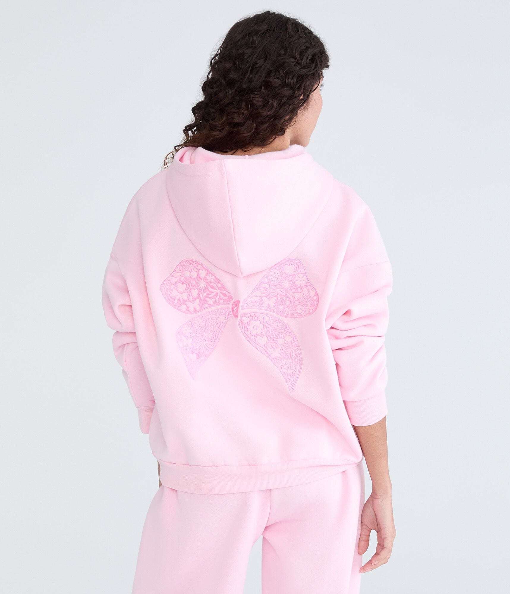 Cloud Soft Embroidered Bow Pullover Hoodie