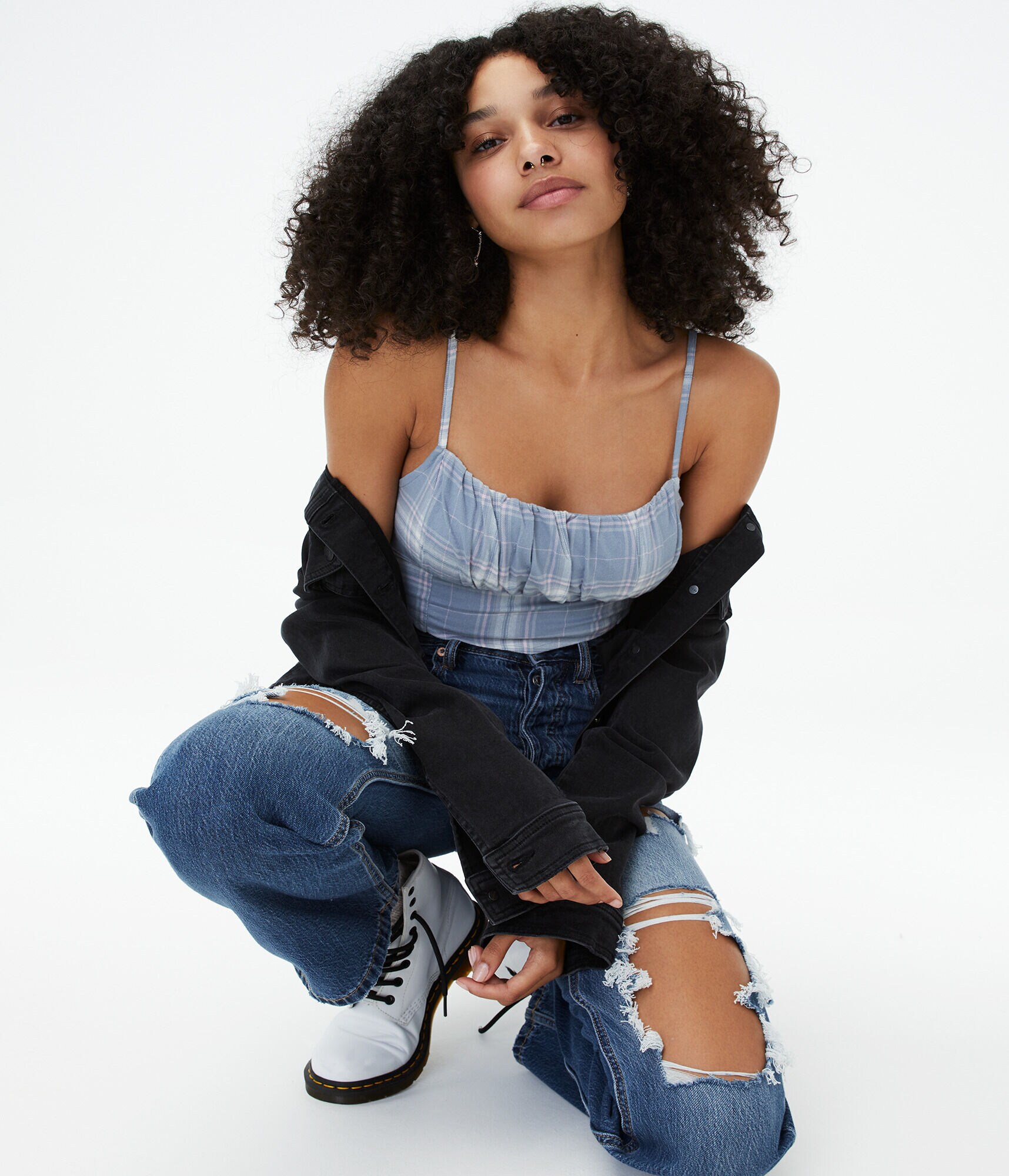 Plaid Cropped Bandana Cami